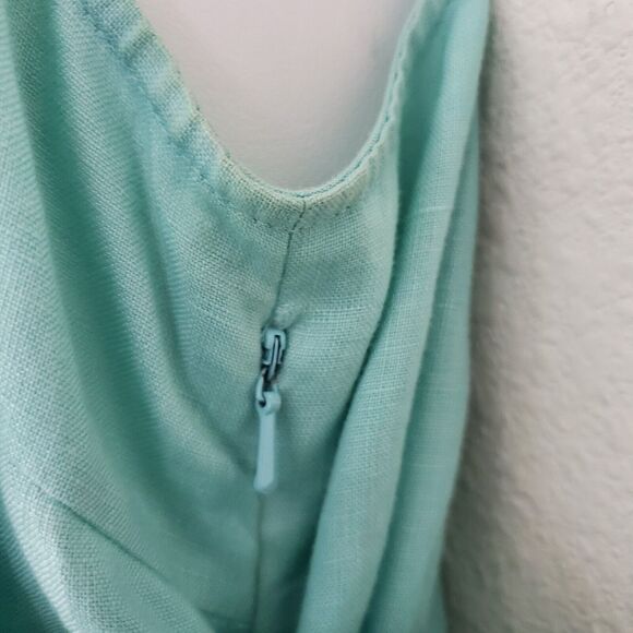 Willi Smith Dress 8 Green Linen Midi Faux Wrap Cottagecore Romantic Feminine - Picture 5 of 8